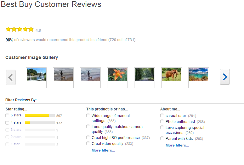 Full-fledged reviews below the fold review