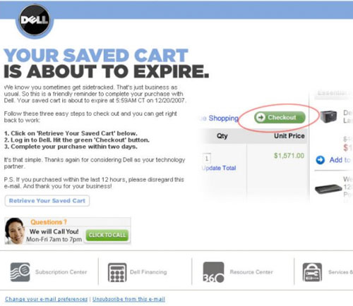 Shopping cart recovery email by Dell Shopping cart recovery email by Dell