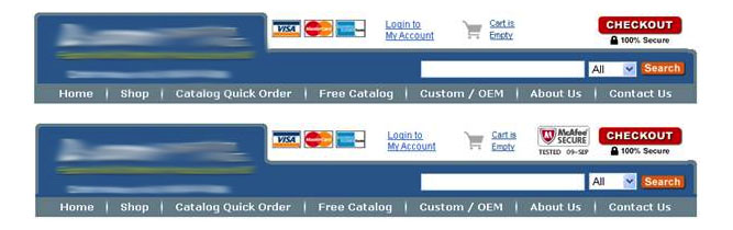 McAfee seal at the checkout page increased sales McAfee seal at the checkout page increased sales