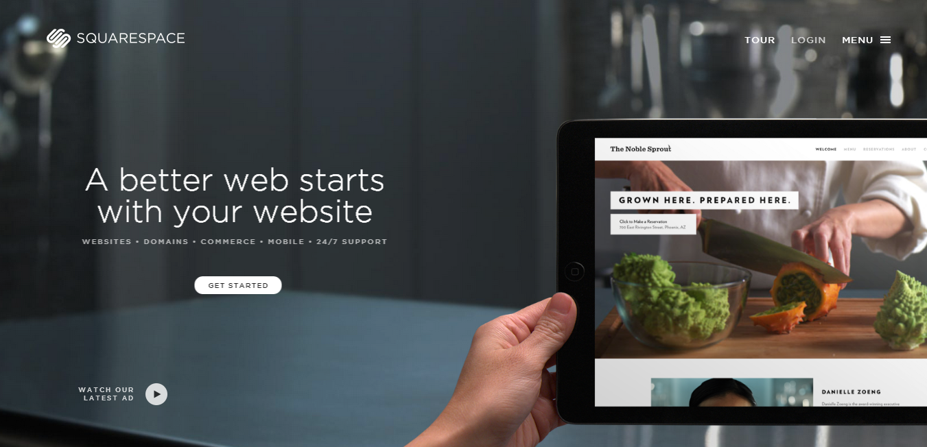 Sqaurespace has a simple and effective landing page simple-Squarespace