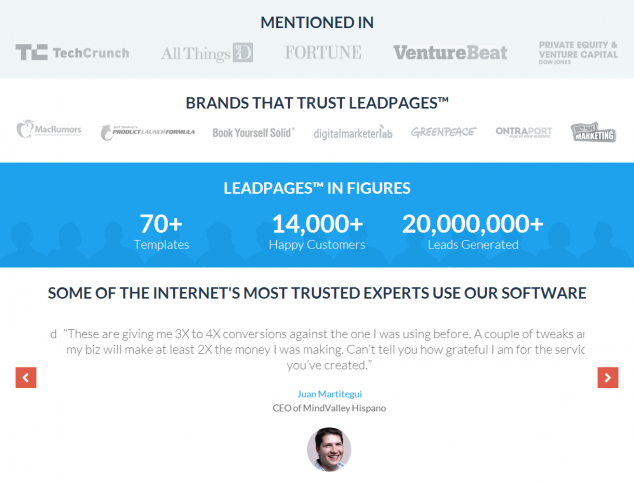 LeadPages' landing page Lead Pages