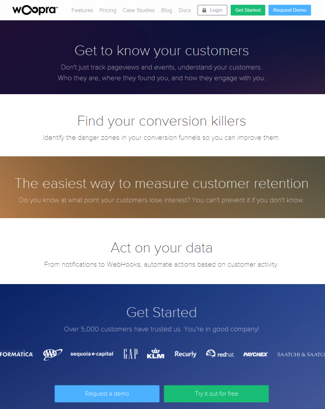 Woopra's landing page woopra_second