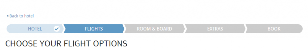 Thomas Cook divides the booking process in five clearly identifiable steps Progress bar