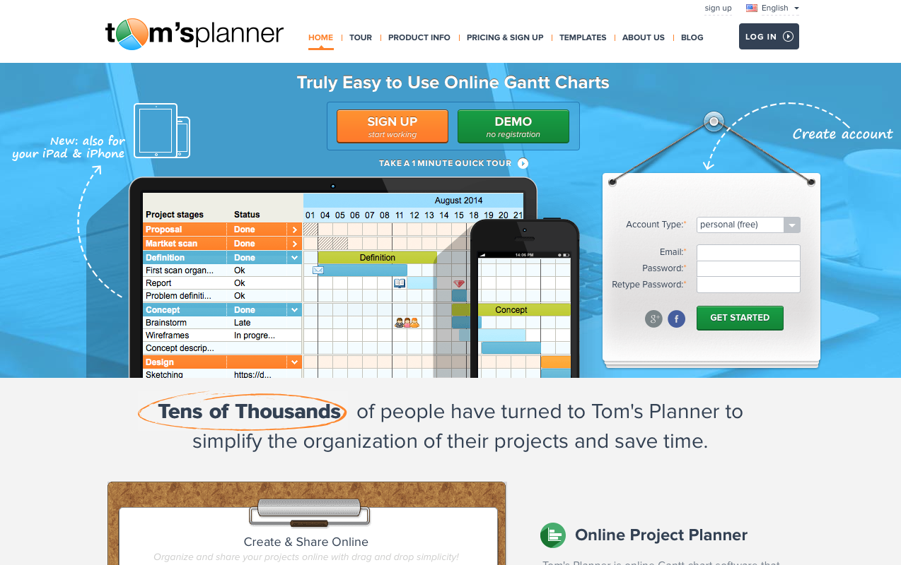 Variation of Tom's Planner homepage